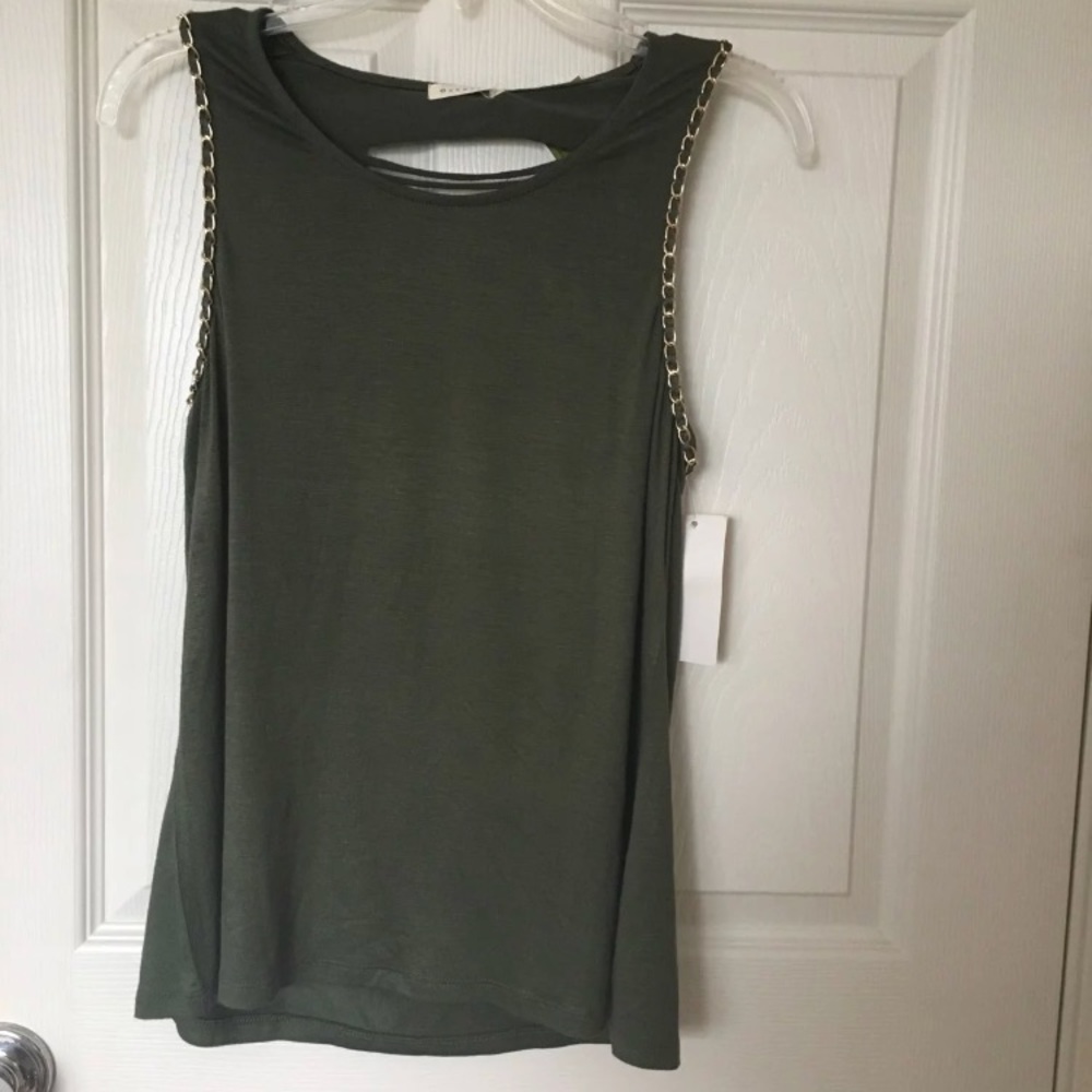 Olive green classy chain tank top